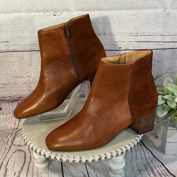 Crown Vintage Tan Caramel Cognac Leather Ankle Booties Size 7.5 - Picture 3 of 15